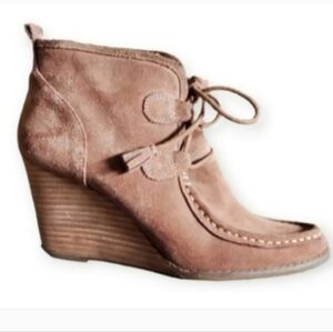 Lucky Brand Suede Tan Wedge 9 Leather